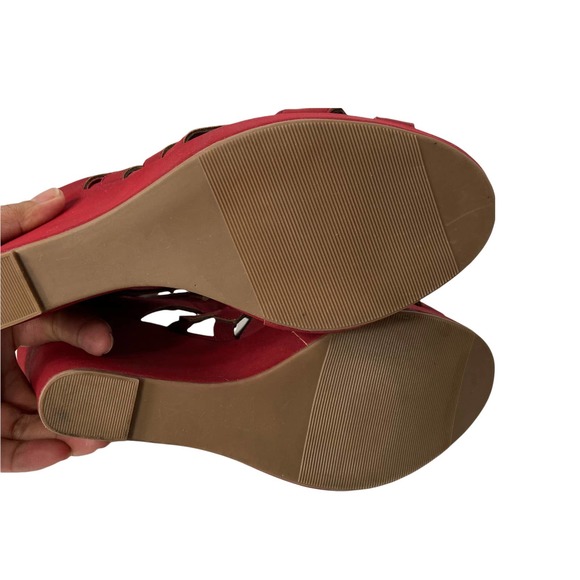Jasmin " JKnoxville" Wedge Red Strappy Sandal Size 10M - Picture 6 of 9